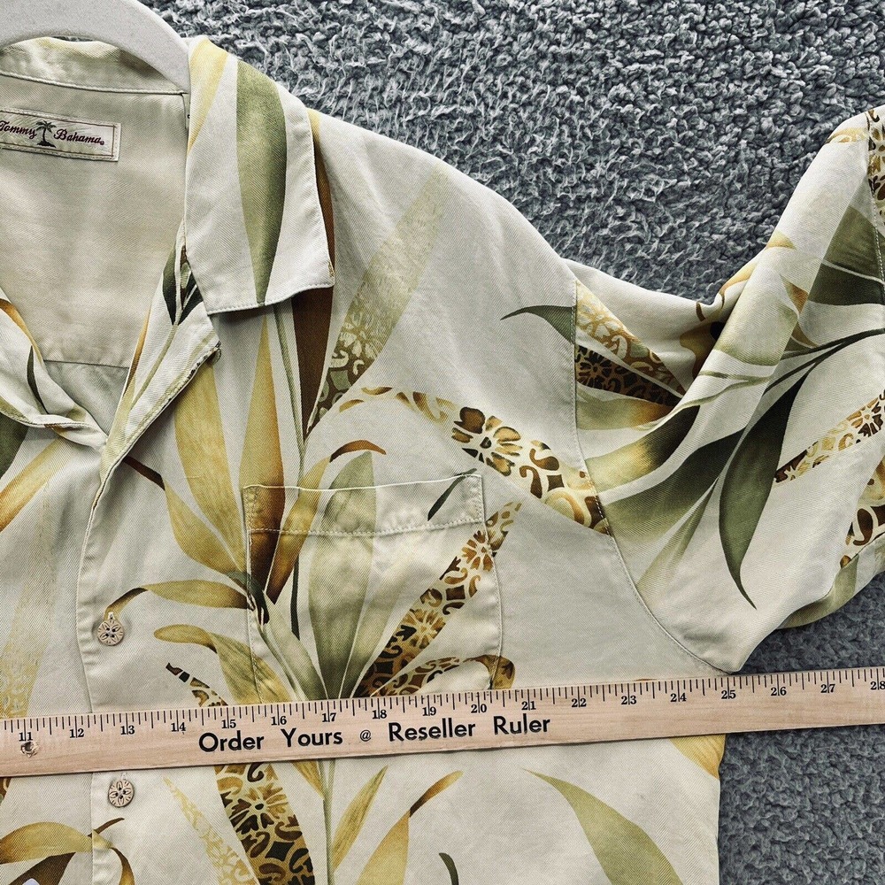Tommy Bahama Shirt Cream Silk Tropical Botanic Short Sleeve Button Up - Picture 5 of 9